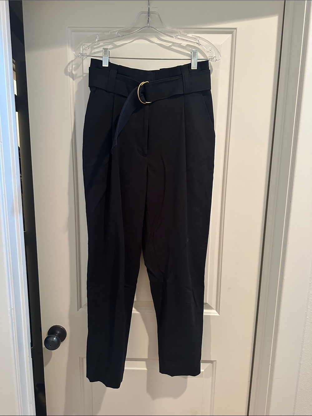 A.L.C. High-Waist Black Paperbag Trousers with D-Ring Belt